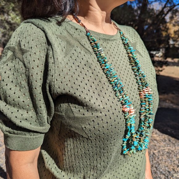 Vintage Navajo Turquoise Necklace - Handmade Southwesternβ NA Artistry - Picture 1 of 10